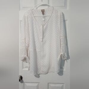 Chico's White 3/4 Sleeve Boxy Blouse